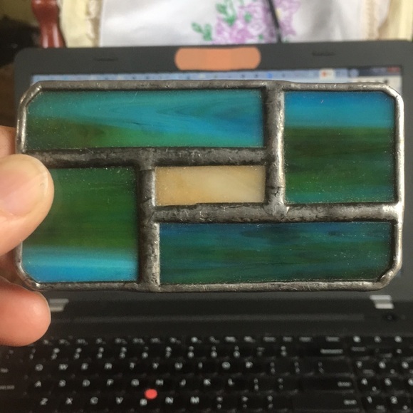 Vintage stained glass hand crafted belt buckle - Picture 3 of 4